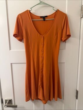 Forever 21 Orange Button-Front Mini Dress
